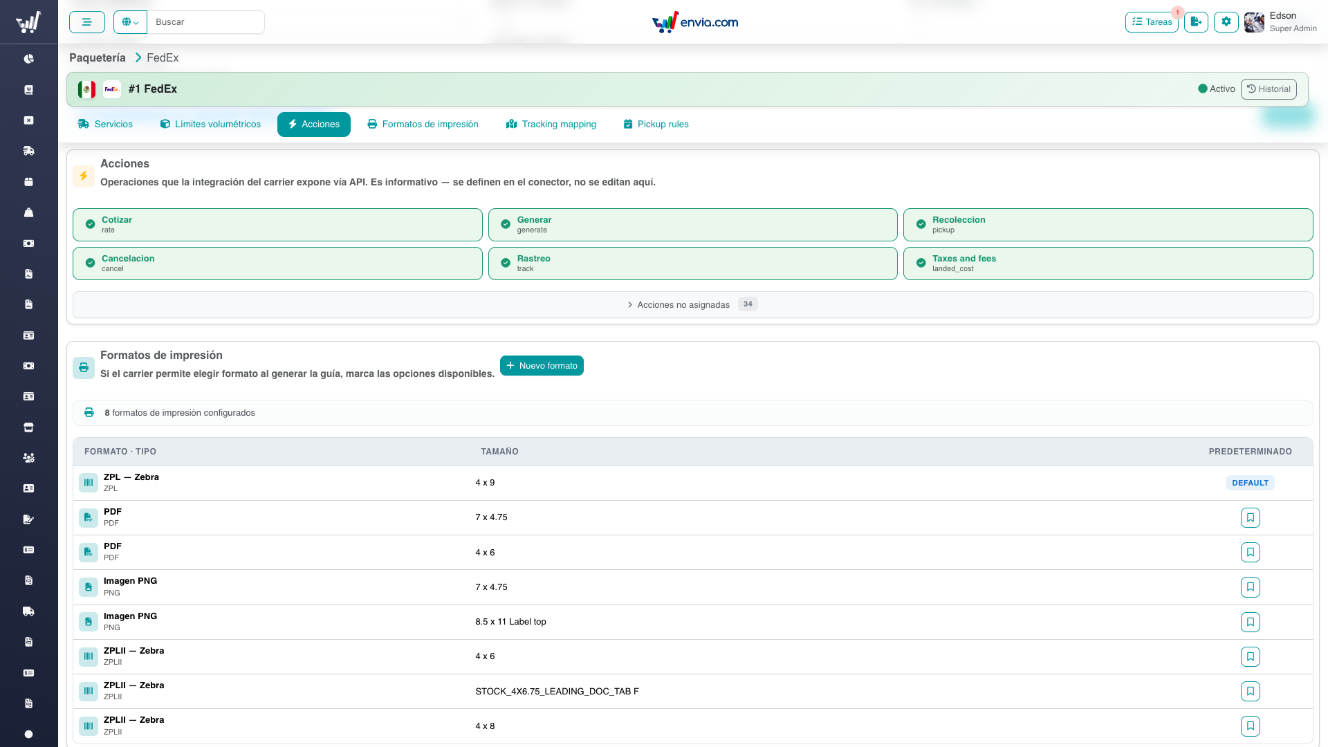 Carrier Actions (read-only API capabilities)